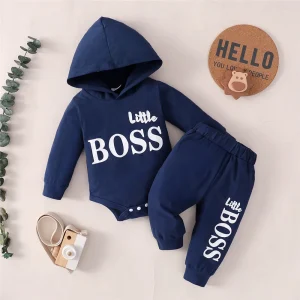 2PCS Baby Boy Set Hooded Long Sleeved